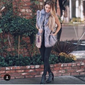 Lovers & Friends Grey Faux Fur Vest